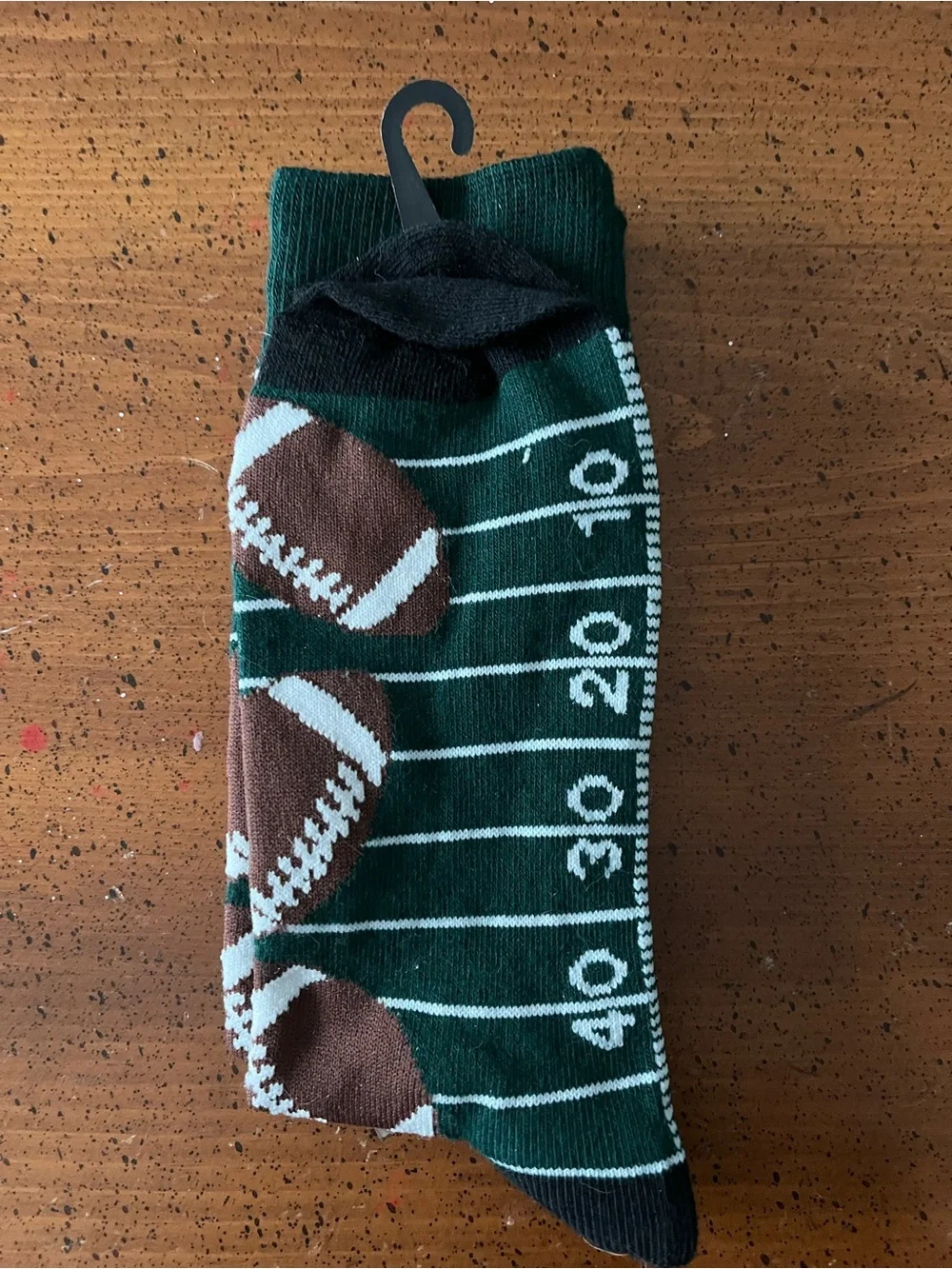 Unisex Crew Socks - Football Field Design in Dark Green - Shoe Size 6.5-12